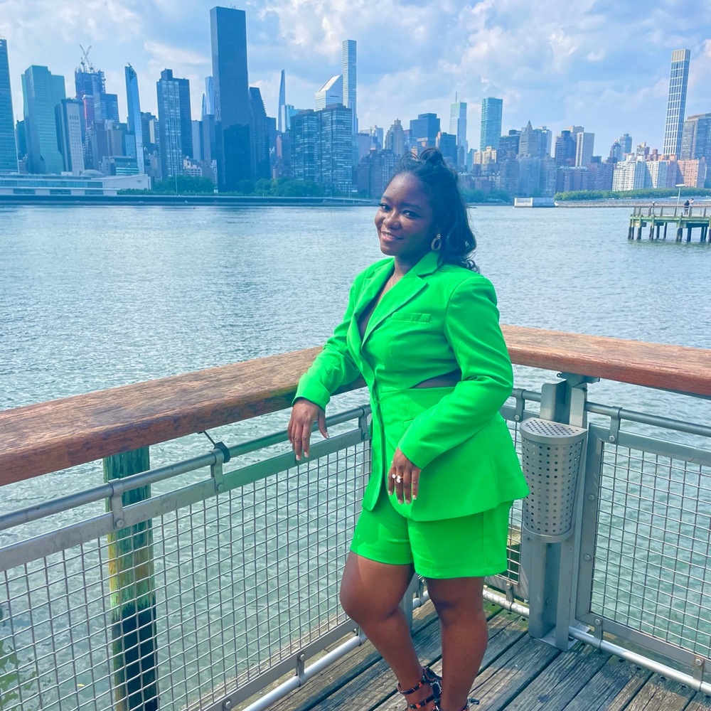 Vibrant Green Women's Blazer and Shorts Set
